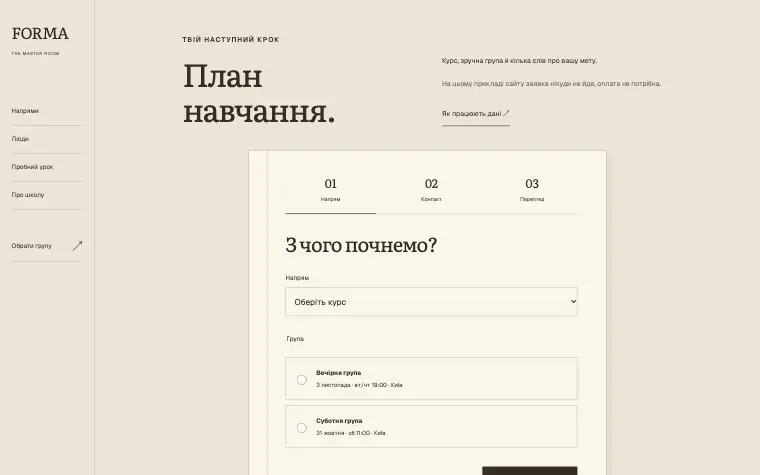 FORMA · THE MASTER ROOM — План навчання